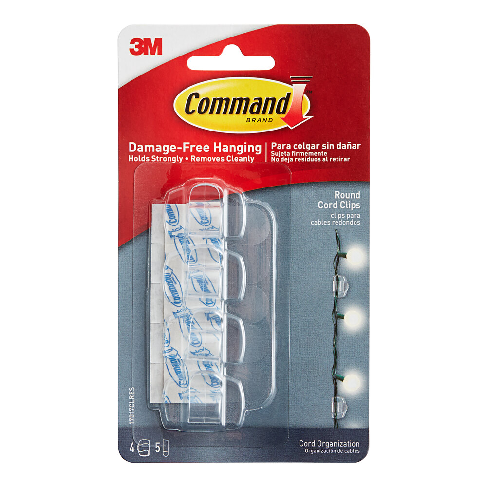 3M Command™ 7100027385 Clear Round Cord Clips - 4/Pack