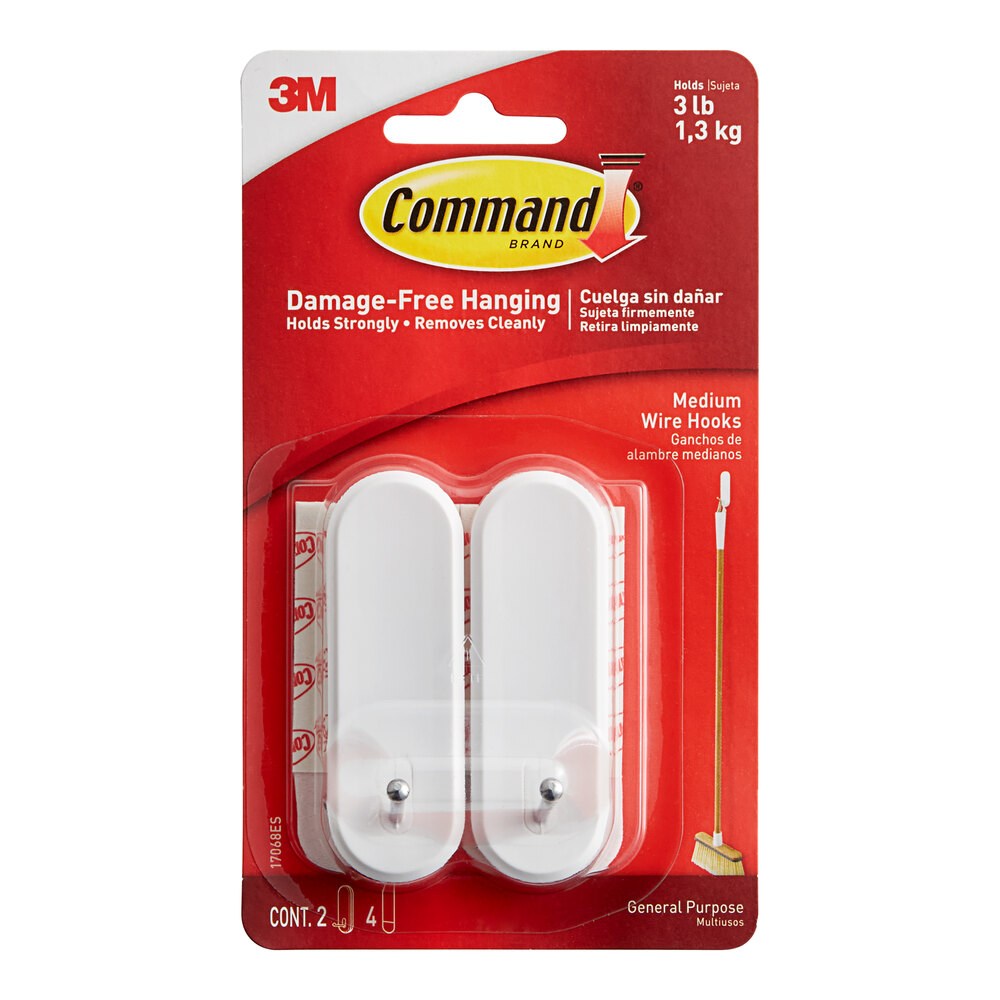 3M Command™ 7100262905 3 lb. Medium White Wire Hook - 2/Pack