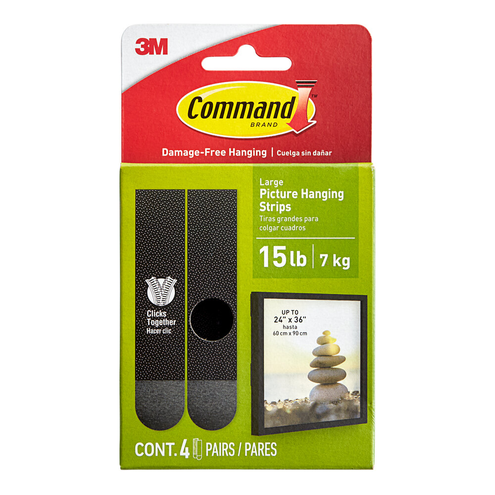 3M Command™ 7100279585 15 lb. Large Black Picture Hanging Strip Pairs - 4/Pack
