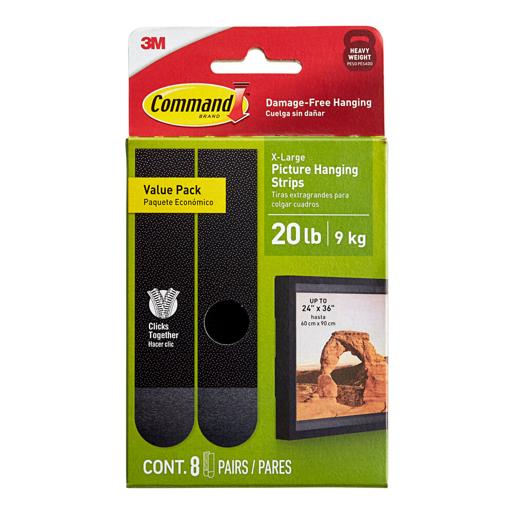 3M Command™ 7100281836 20 lb. Extra Large Black Picture Hanging Strip Pairs - 8/Pack