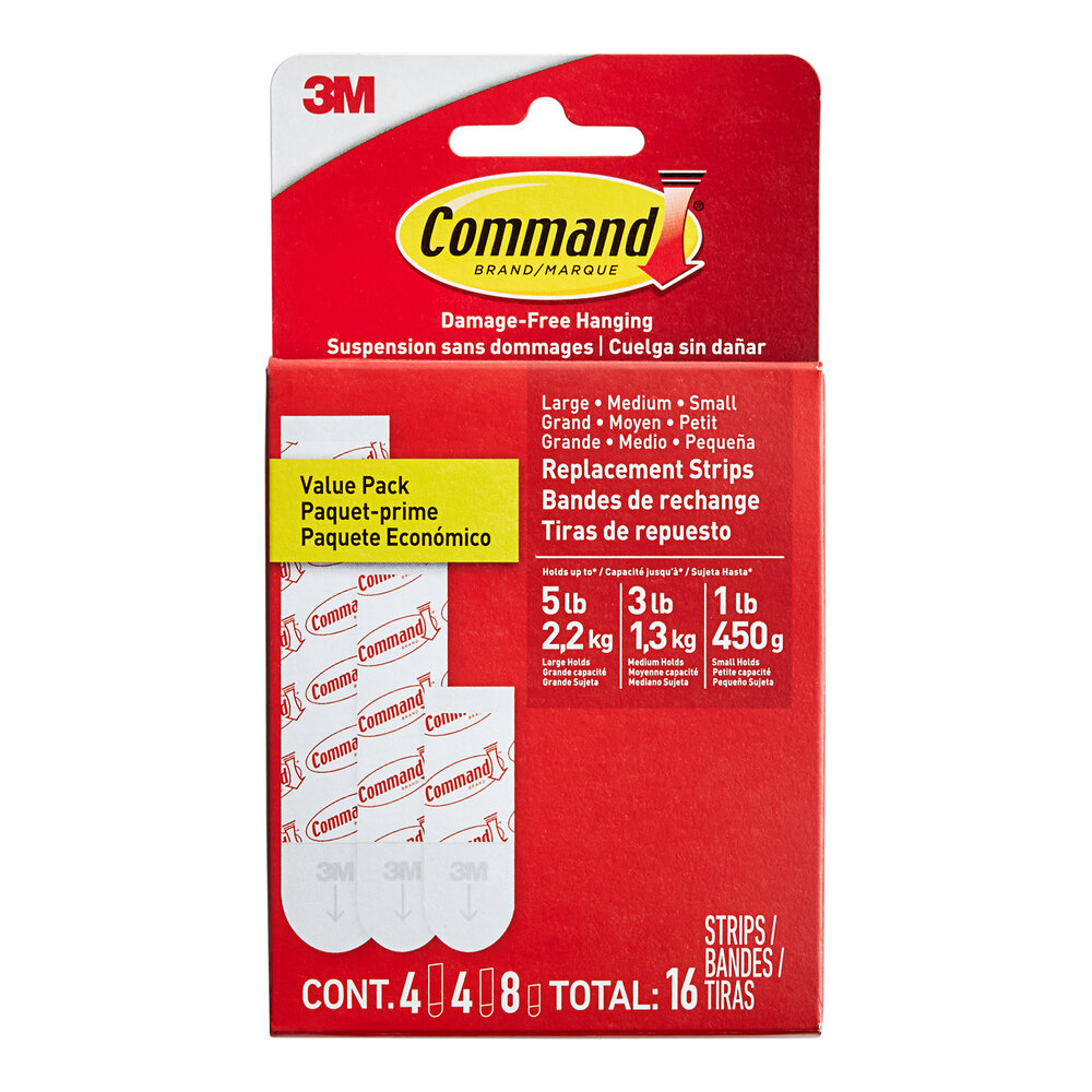 3M Command™ 7100277670 Assorted Refill Foam Adhesive Strips - 16/Pack