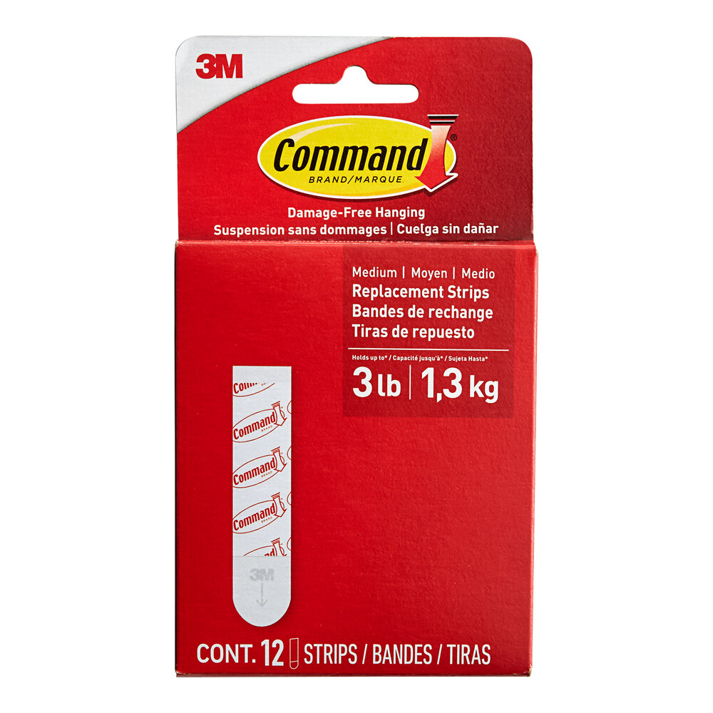 3M Command™ 7100278522 3 lb. Medium Refill Foam Adhesive Strips - 12/Pack