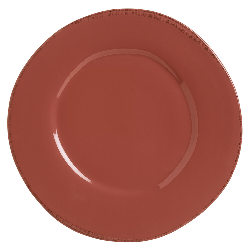 Libbey Farmhouse 9" Round Barn Red Medium Rim Porcelain Plate - Sample
