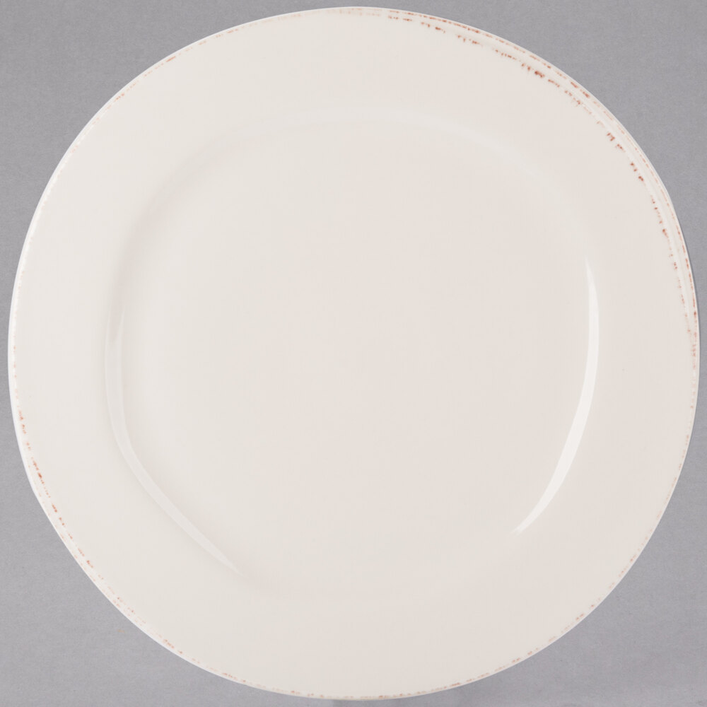Libbey Farmhouse 12" Round Cream Medium Rim Porcelain Plate - Sample