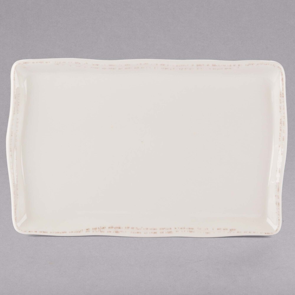 Libbey Farmhouse 11" x 7" Rectangular Cream Porcelain Tray / Platter - Sample