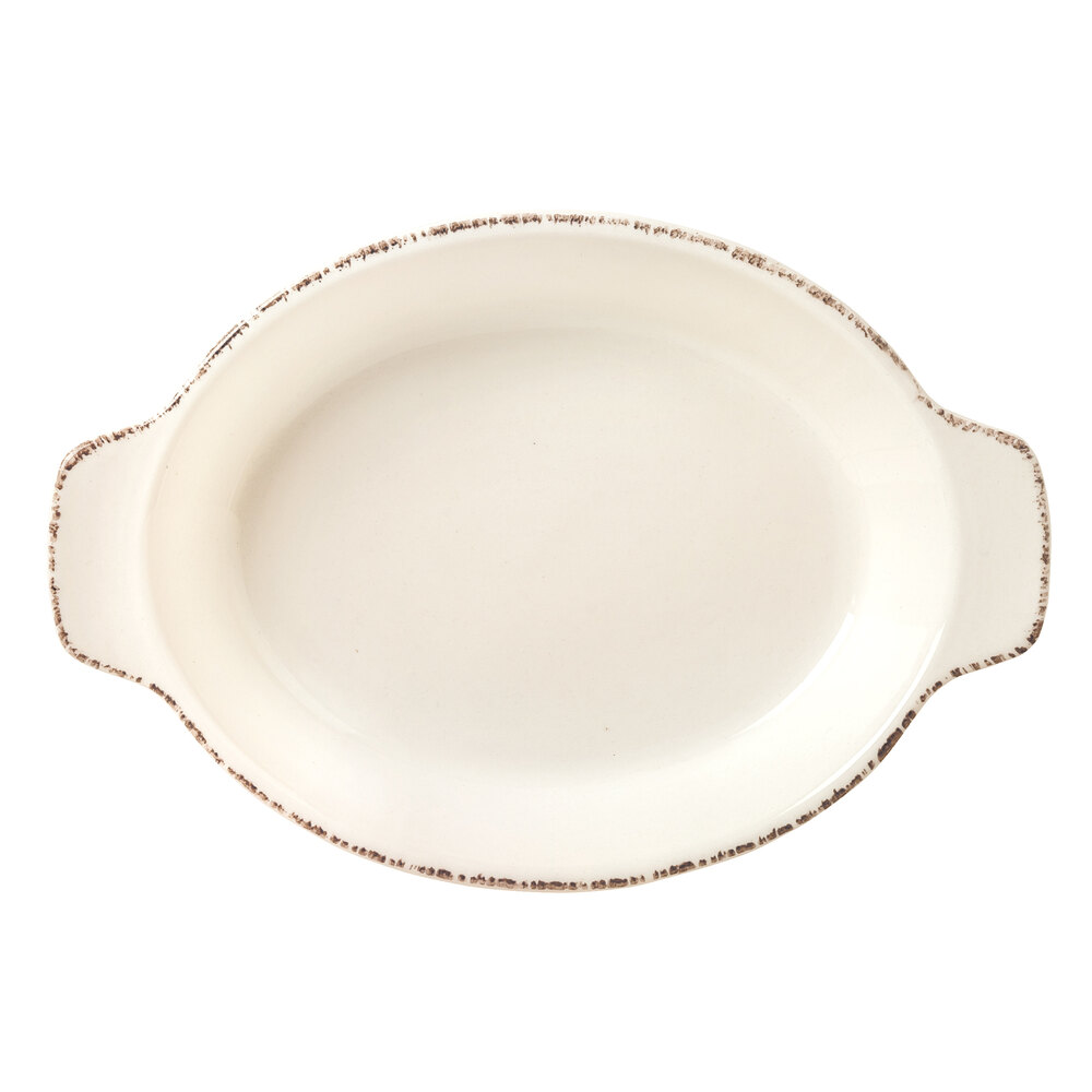 Libbey Farmhouse 13 oz. Oval Cream Porcelain Skillet - Sample