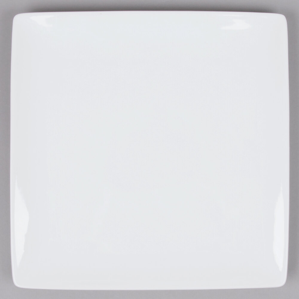 Libbey Slate 10 7/8" Ultra Bright White Coupe Square Porcelain Plate - Sample