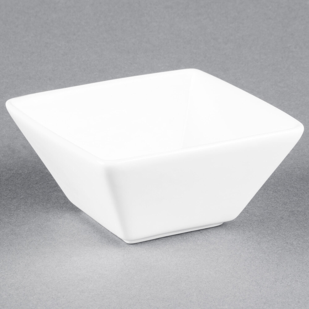 Libbey Slate 10 oz. Ultra Bright White Square Porcelain Bowl - Sample