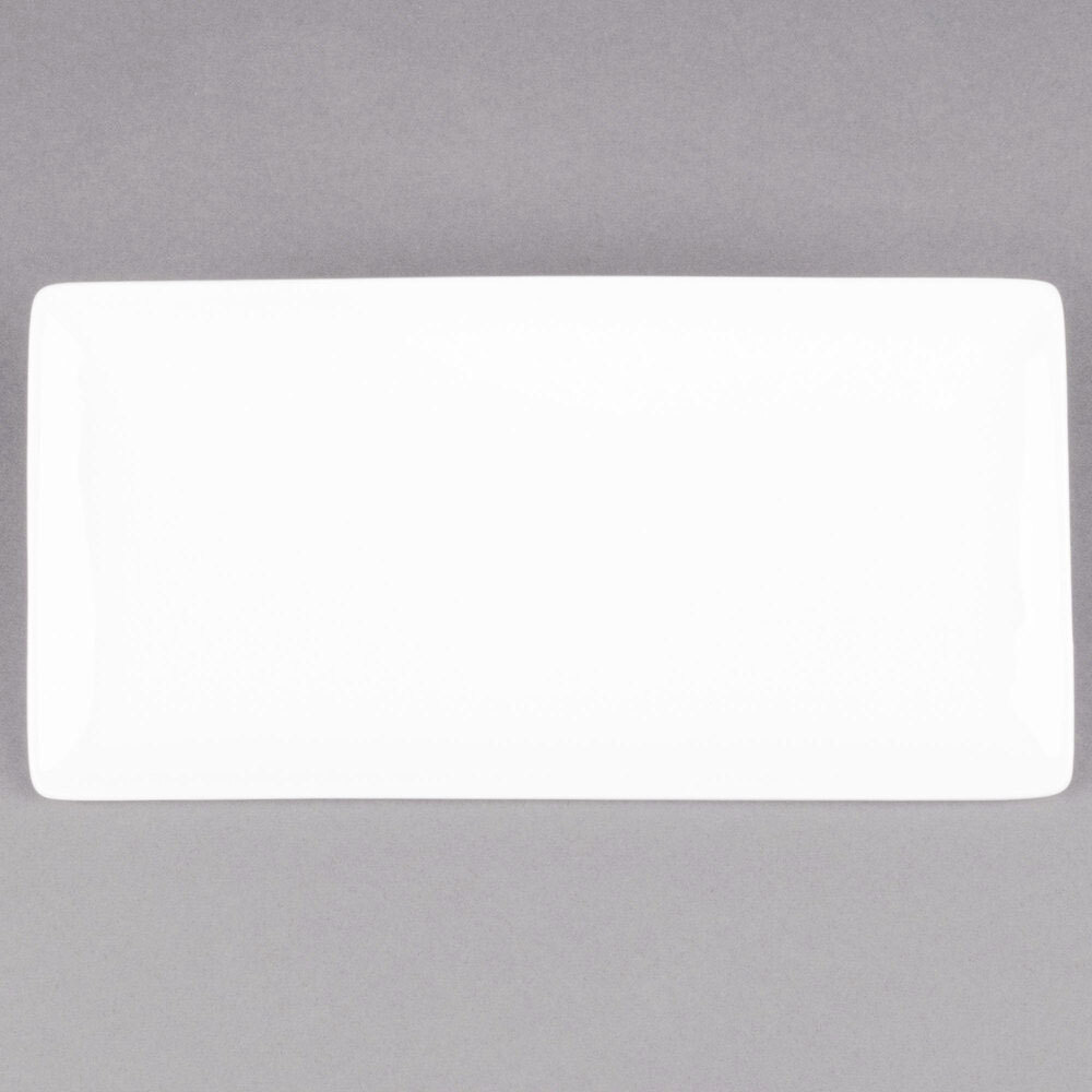 Libbey Slate 12 1/4" x 6" Ultra Bright White Coupe Rectangular Porcelain Tray - Sample