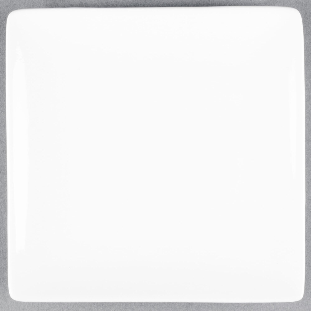 Libbey Slate 6 1/4" Ultra Bright White Coupe Square Porcelain Plate - Sample