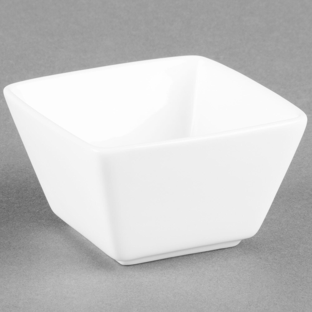 Libbey Slate 8 oz. Ultra Bright White Square Porcelain Bouillon Bowl - Sample