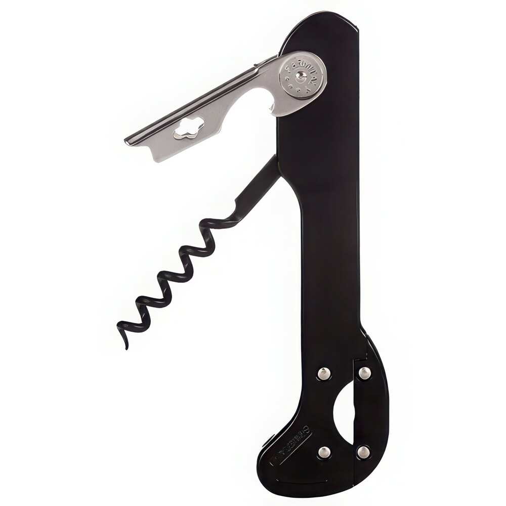 Franmara 2034T Boomerang Customizable Waiter's Corkscrew with Black Handle and Non-Stick Spiral