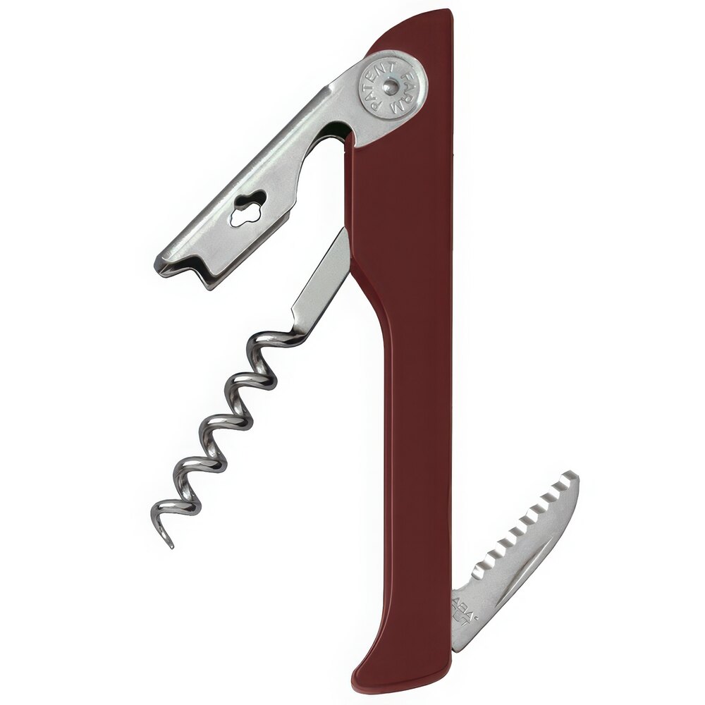 Franmara 2030-03 Hugger Waiter's Customizable Corkscrew with Burgundy ABS Plastic Handle
