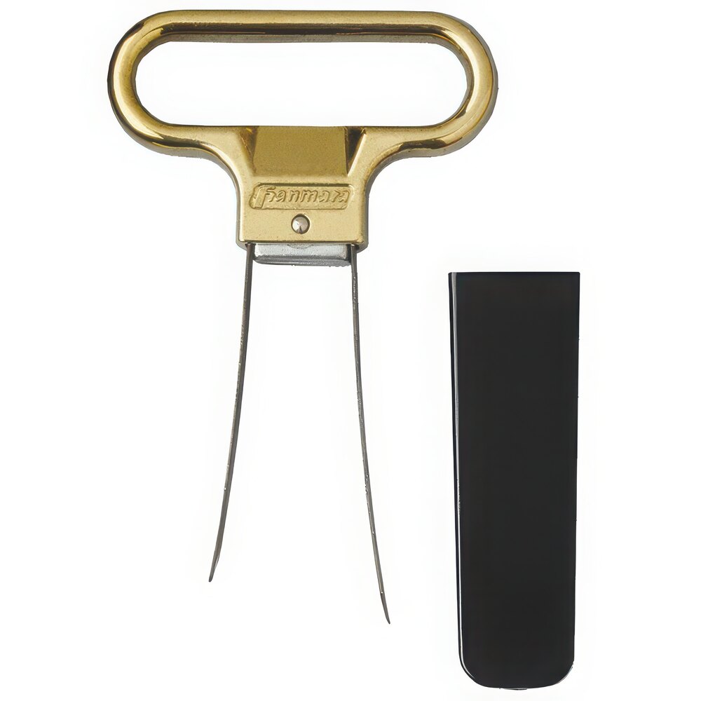 Franmara 2126 Ahh Super! Brass-Plated Two-Prong Customizable Cork Extractor with Black Sheath