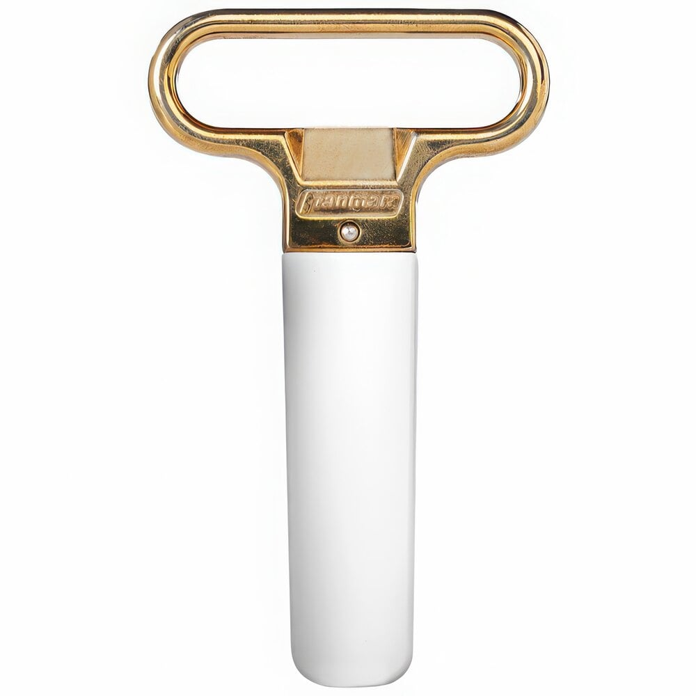 Franmara Ahh Super! Brass-Plated Two-Prong Customizable Cork Extractor with White Sheath 2126-24