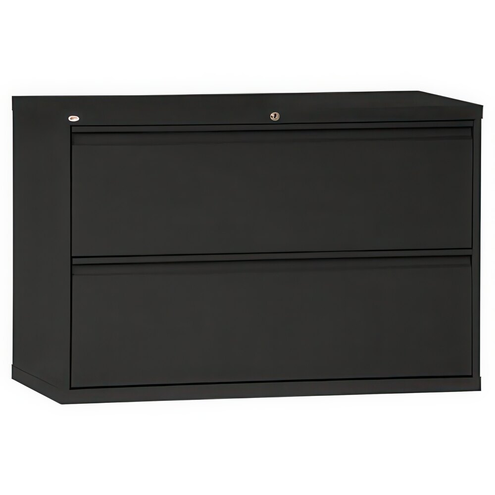 Alera ALEHLF4229BL Black Two-Drawer Metal Lateral File Cabinet - 42" x 19 1/4" x 28 3/8"