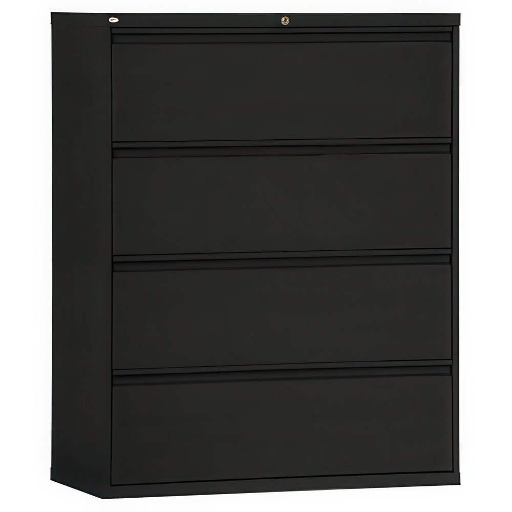Alera ALEHLF4254BL Black Four-Drawer Metal Lateral File Cabinet - 42" x 19 1/4" x 53 1/4"