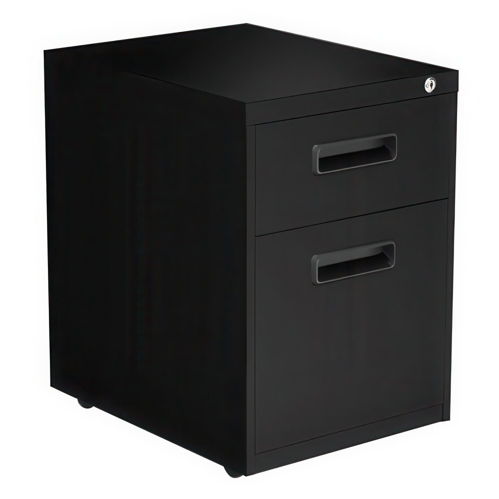 Alera ALEPABFBL Black Two-Drawer Metal Pedestal File with Recessed Drawer Pulls - 14 7/8" x 19 1/8" x 21 3/4"