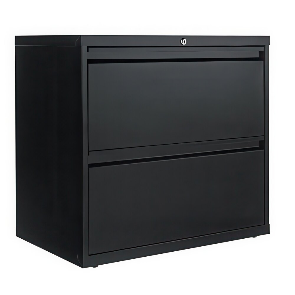 Alera ALEHLF3029BL Black Two-Drawer Metal Lateral File Cabinet - 30" x 19 1/4" x 28 3/8"