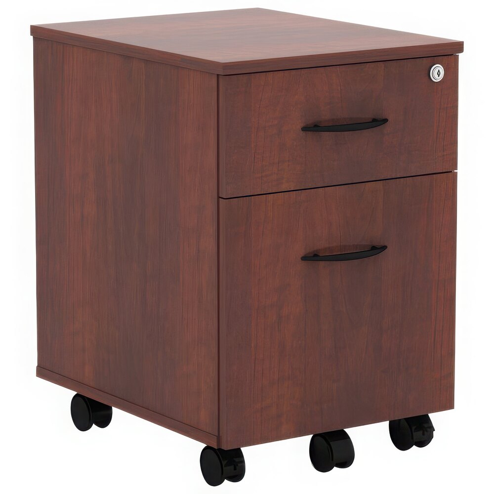 Alera ALEVABFMC Valencia Medium Cherry Two-Drawer Mobile Pedestal - 14 7/8" x 19 1/8" x 22 7/8"
