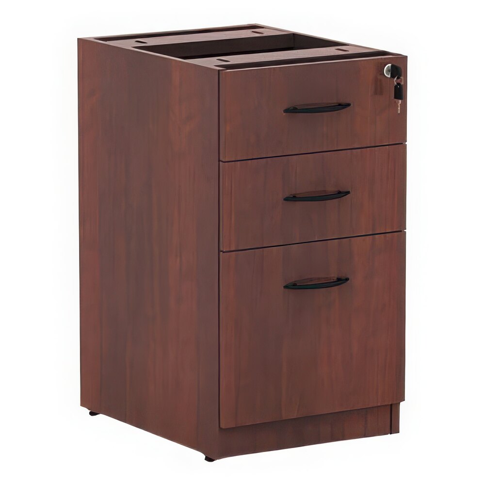 Alera ALEVA532822MC Valencia Medium Cherry Three-Drawer Full Pedestal - 15 5/8" x 20 1/2" x 28 1/2"