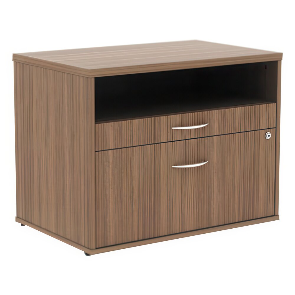 Alera ALELS583020WA Open Office Walnut Low File Cabinet / Credenza - 29 1/2" x 19 1/8" x 22 7/8"