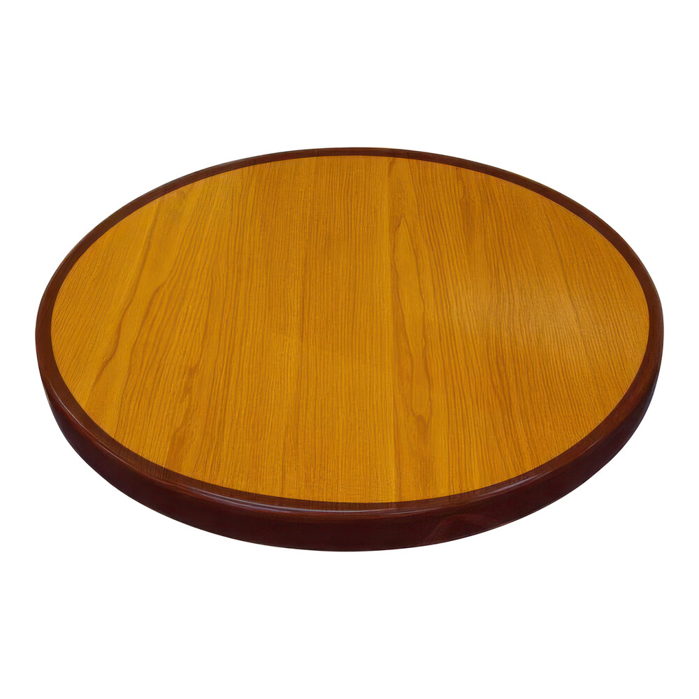 American Tables & Seating ATR36 Resin Super Gloss 36" Round Two Tone Table Top - Cherry and Mahogany