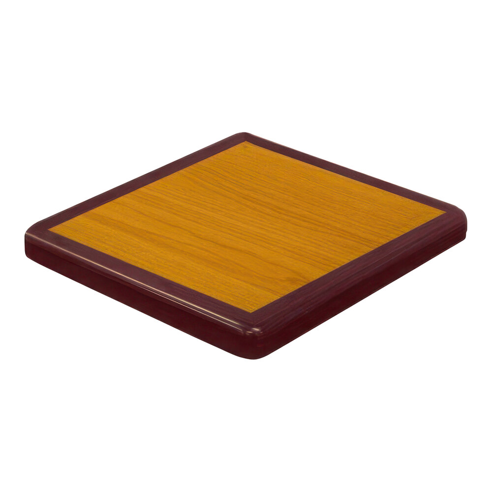 American Tables & Seating ATR3030 Resin Super Gloss 30" Square Two Tone Table Top - Cherry and Mahogany
