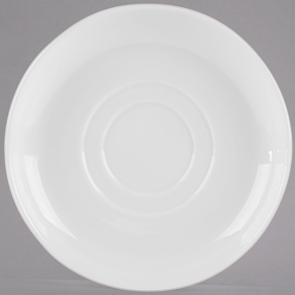 Libbey Slenda 6 1/2" Royal Rideau White Porcelain Soup Cup Saucer - Sample