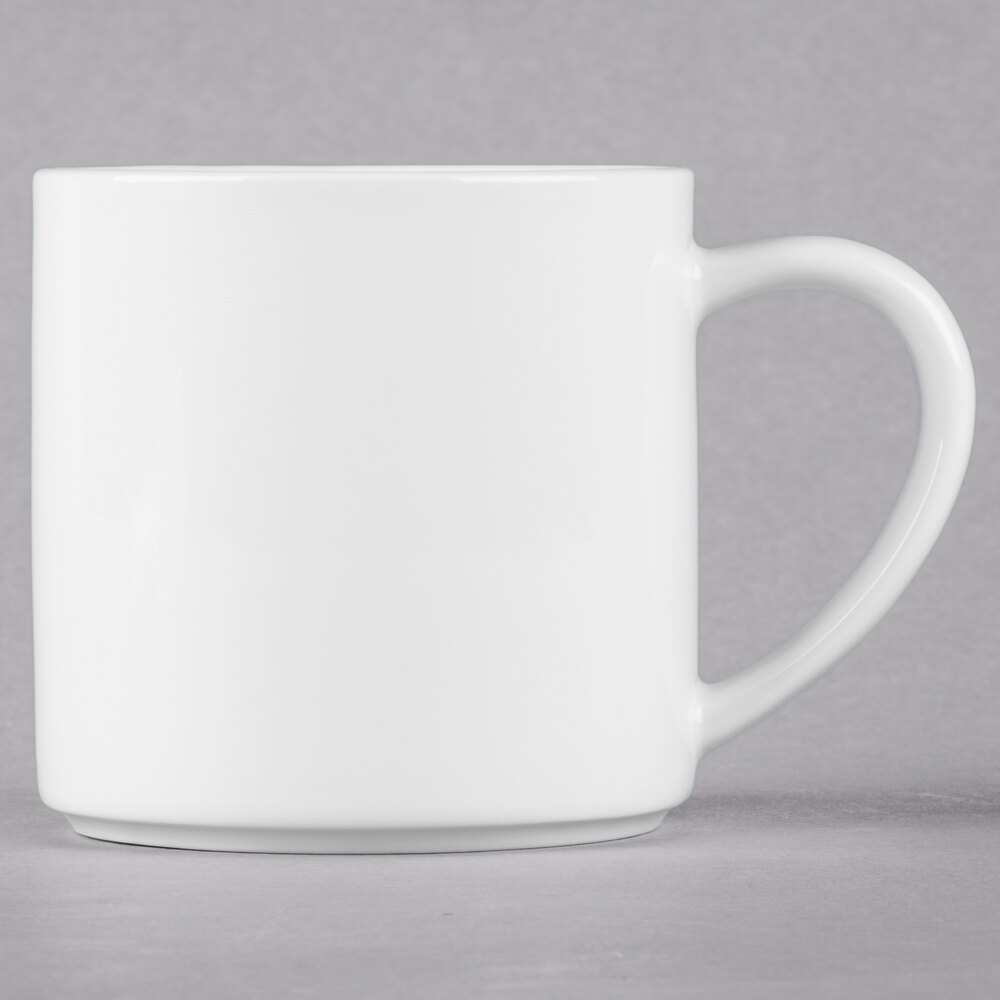 Libbey Slenda 12 oz. Royal Rideau White Stacking Porcelain Mug - Sample