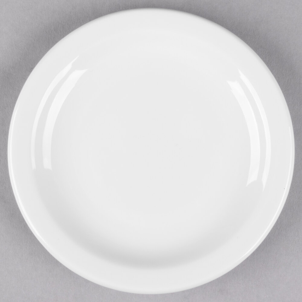 Libbey Slenda 5 1/2" Round Royal Rideau White Narrow Rim Footed Porcelain Plate - Sample