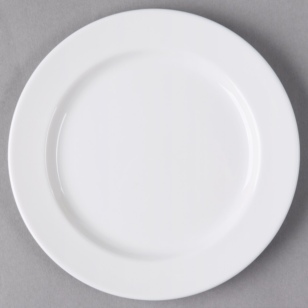 Libbey Slenda 7 1/4" Round Royal Rideau White Medium Rim Porcelain Plate - Sample