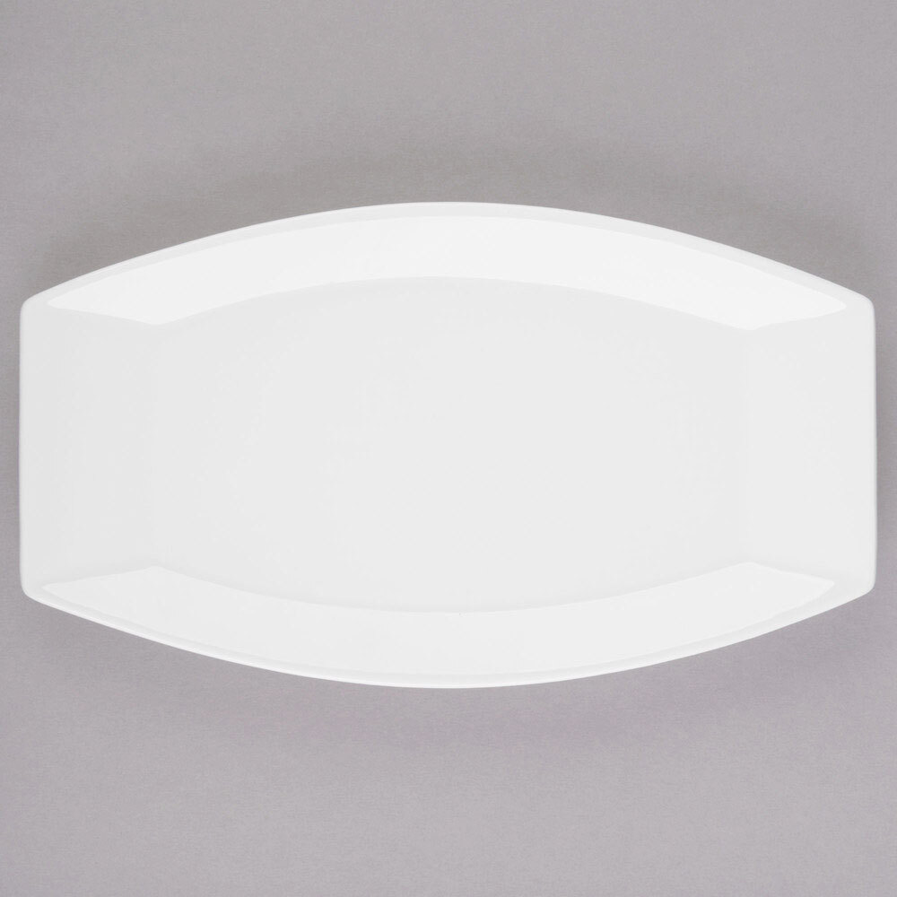 Libbey Slenda 12" x 6 3/4" Rectangular Royal Rideau White Porcelain Serving Tray - Sample