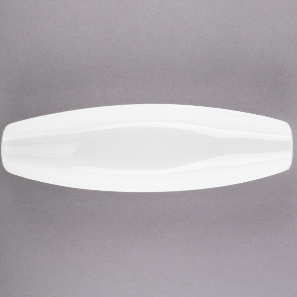 Libbey Slenda 12 1/2" x 3 3/4" Royal Rideau White Porcelain Canoe Plate - Sample