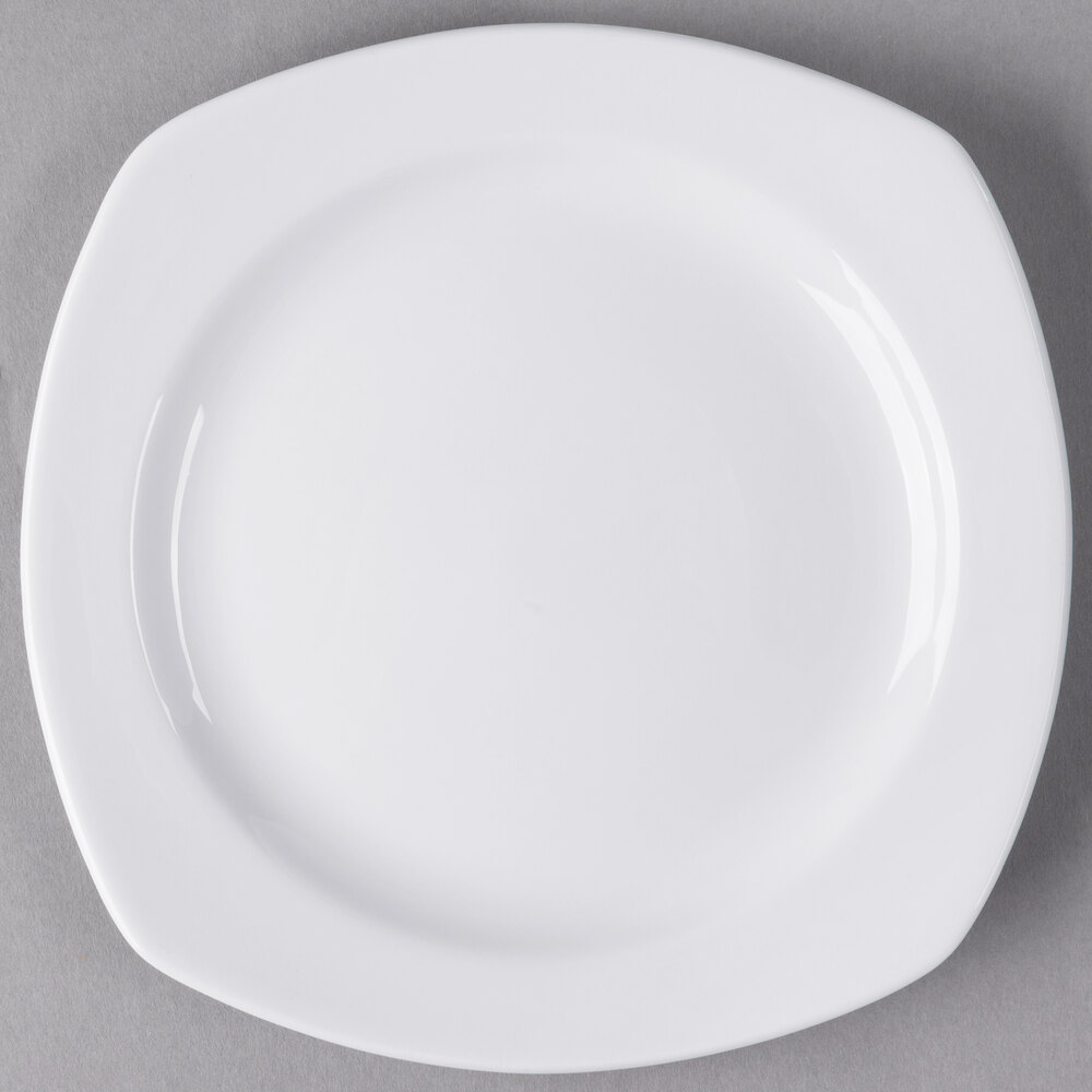 Libbey Slenda 7 1/4" Square Royal Rideau White Porcelain Plate - Sample