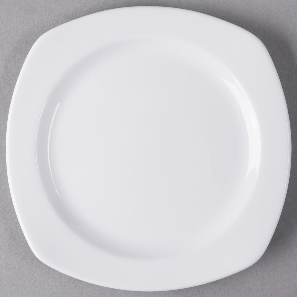 Libbey Slenda 6 1/4" Square Royal Rideau White Porcelain Plate - Sample