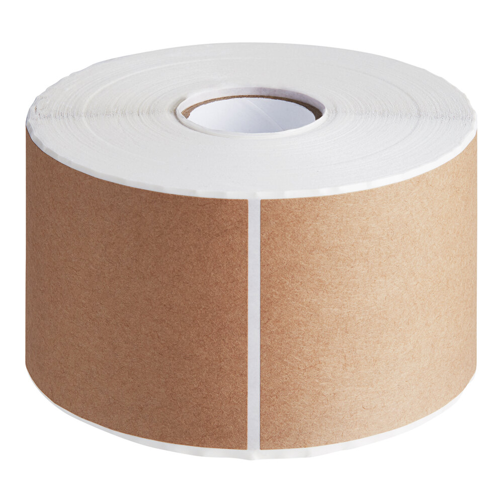 Lavex 3" x 5" Natural Kraft Paper Permanent Rectangular Block-Out Label - 500/Roll