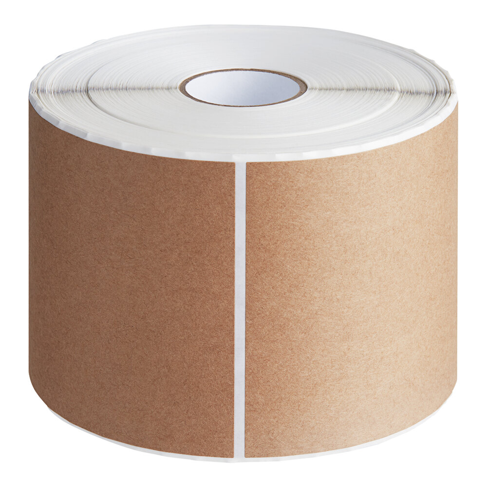 Lavex 4" x 6" Natural Kraft Paper Permanent Rectangular Block-Out Label - 500/Roll