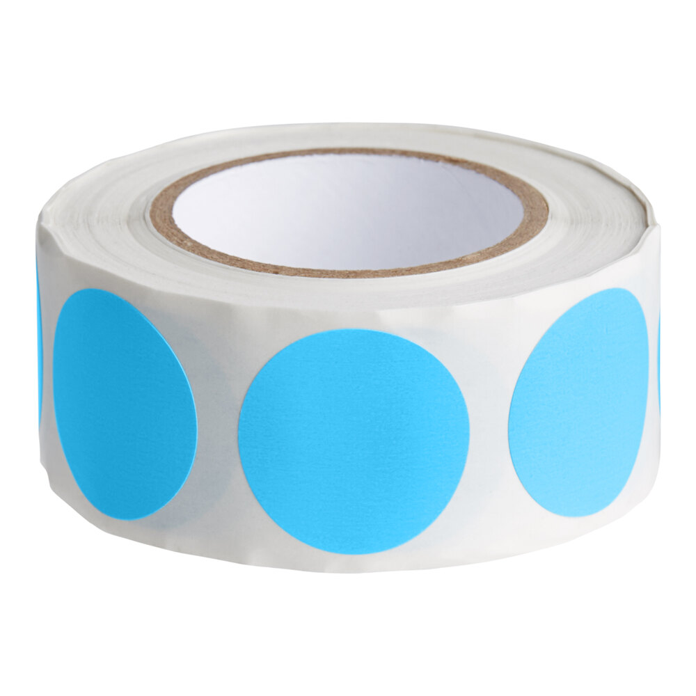 Lavex 1" Sky Blue Semi-Gloss Paper Permanent Round Inventory Label - 500/Roll