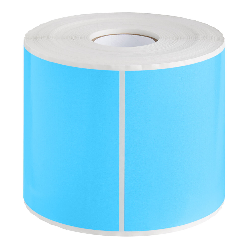 Lavex 4" x 6" Sky Blue Semi-Gloss Paper Permanent Rectangular Inventory Label - 500/Roll