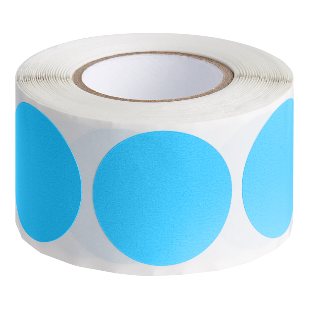 Lavex 1 1/2" Sky Blue Semi-Gloss Paper Permanent Round Inventory Label - 500/Roll