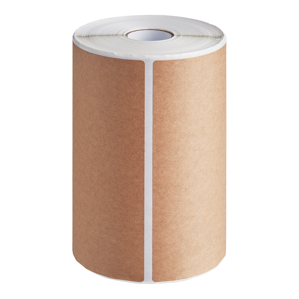 Lavex 8" x 10" Natural Kraft Paper Permanent Rectangular Block-Out Label - 500/Roll