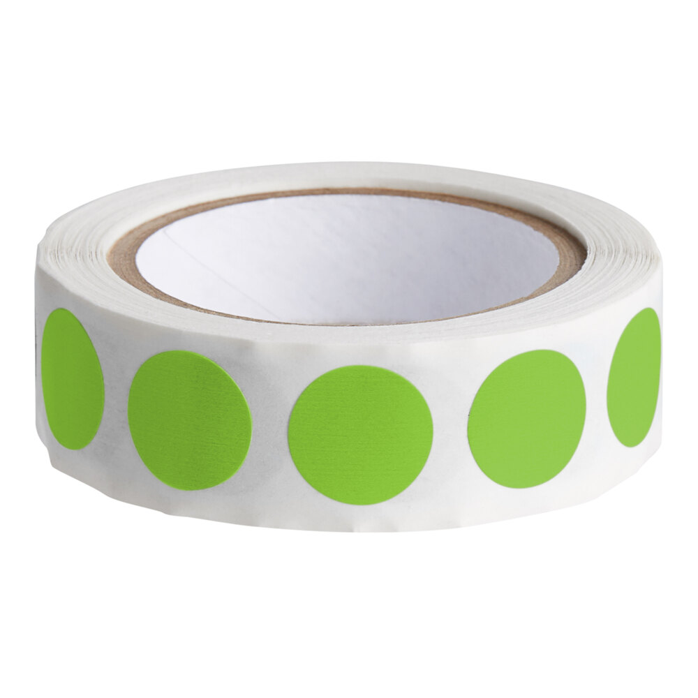 Lavex 1/2" Fluorescent Green Semi-Gloss Paper Permanent Round Inventory Label - 500/Roll
