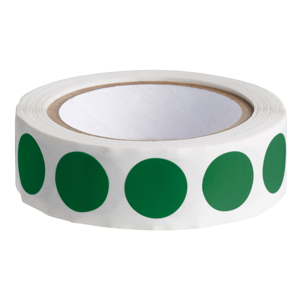 Lavex 1/2" Standard Green Semi-Gloss Paper Permanent Round Inventory Label - 500/Roll