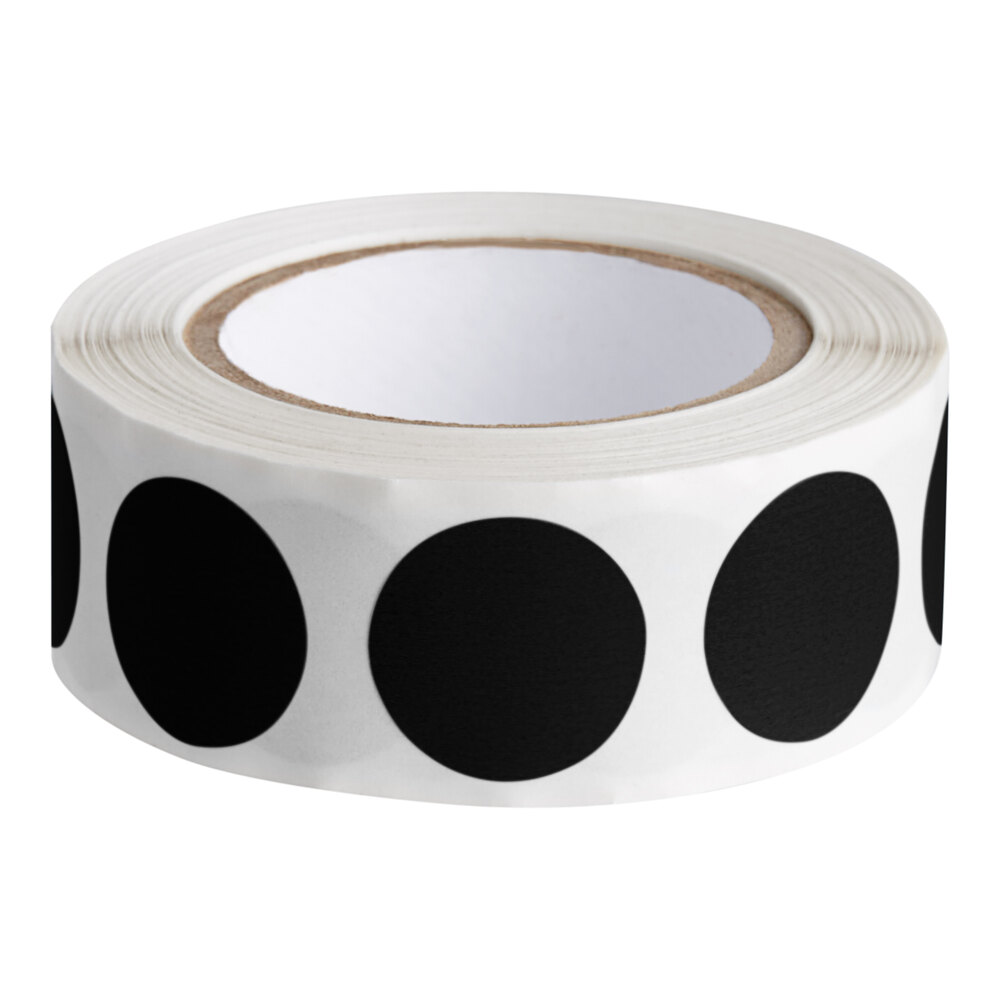 Lavex 3/4" Black Semi-Gloss Paper Permanent Round Inventory Label - 500/Roll