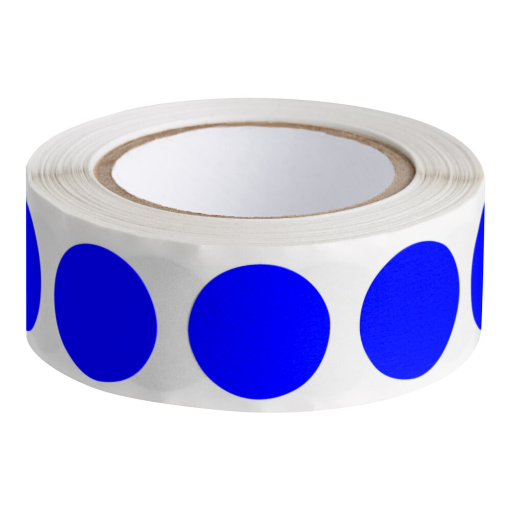 Lavex 3/4" Dark Blue Semi-Gloss Paper Permanent Round Inventory Label - 500/Roll