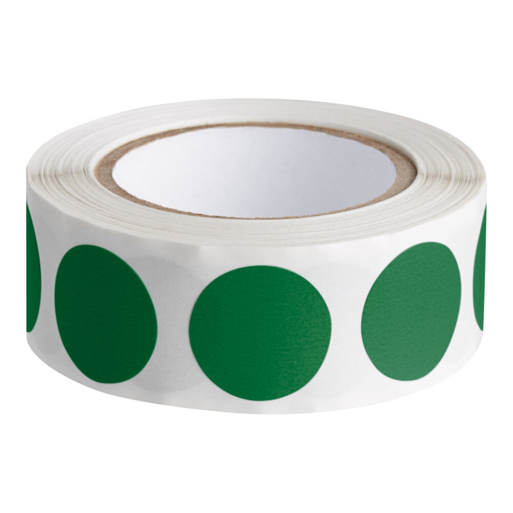 Lavex 3/4" Standard Green Semi-Gloss Paper Permanent Round Inventory Label - 500/Roll