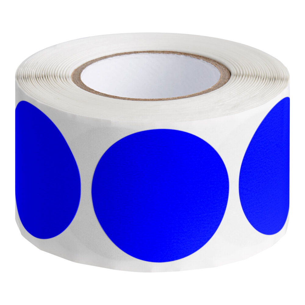 Lavex 1 1/2" Dark Blue Semi-Gloss Paper Permanent Round Inventory Label - 500/Roll