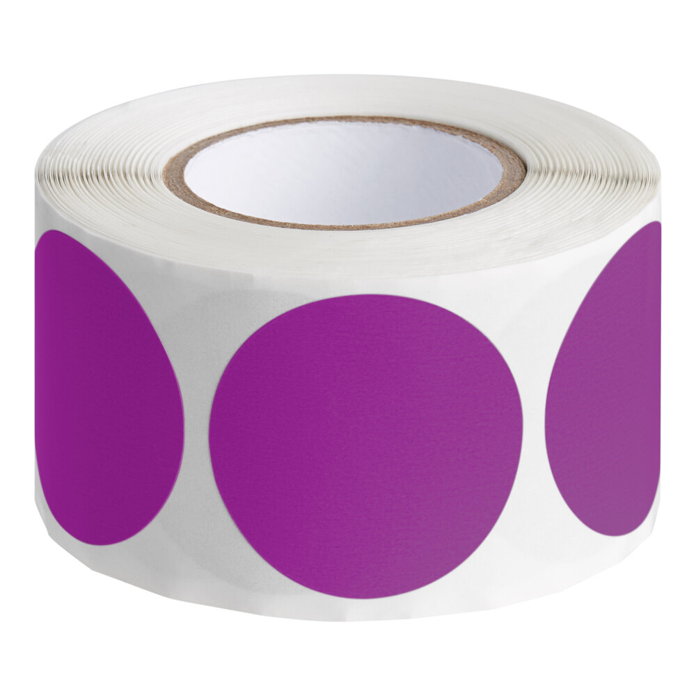 Lavex 1 1/2" Purple Semi-Gloss Paper Permanent Round Inventory Label - 500/Roll