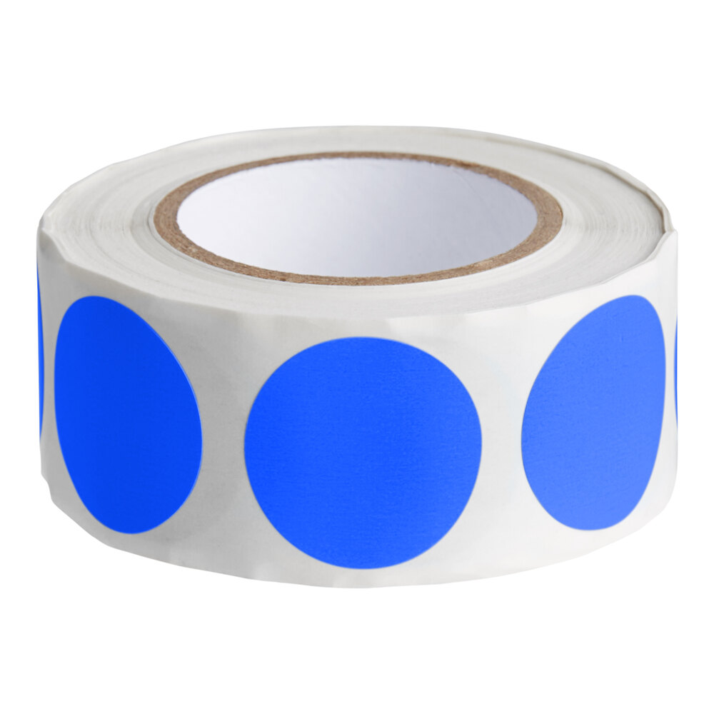 Lavex 1" Light Blue Semi-Gloss Paper Permanent Round Inventory Label - 500/Roll